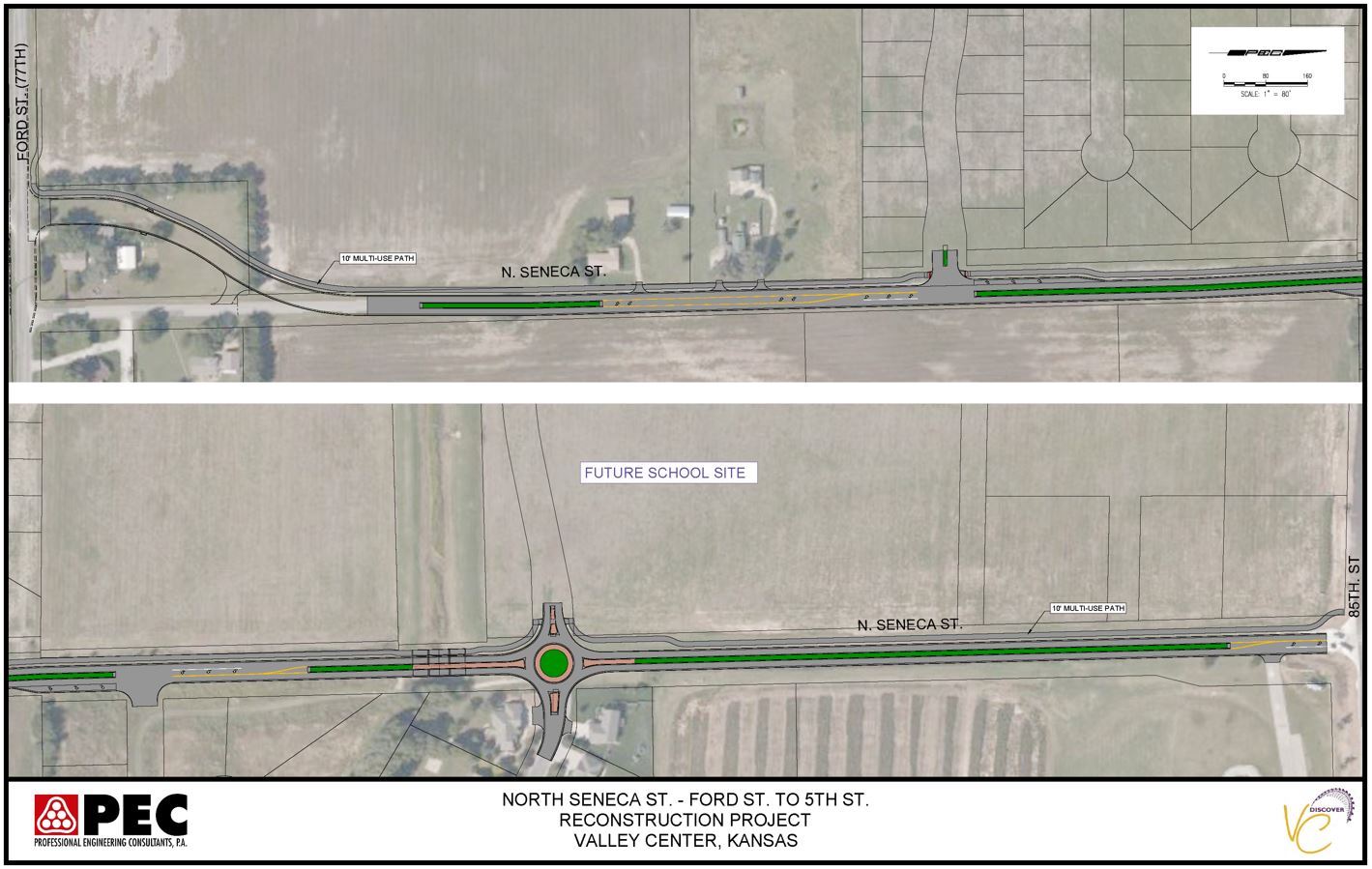 Two maps illustrating the proposed route for the new highway